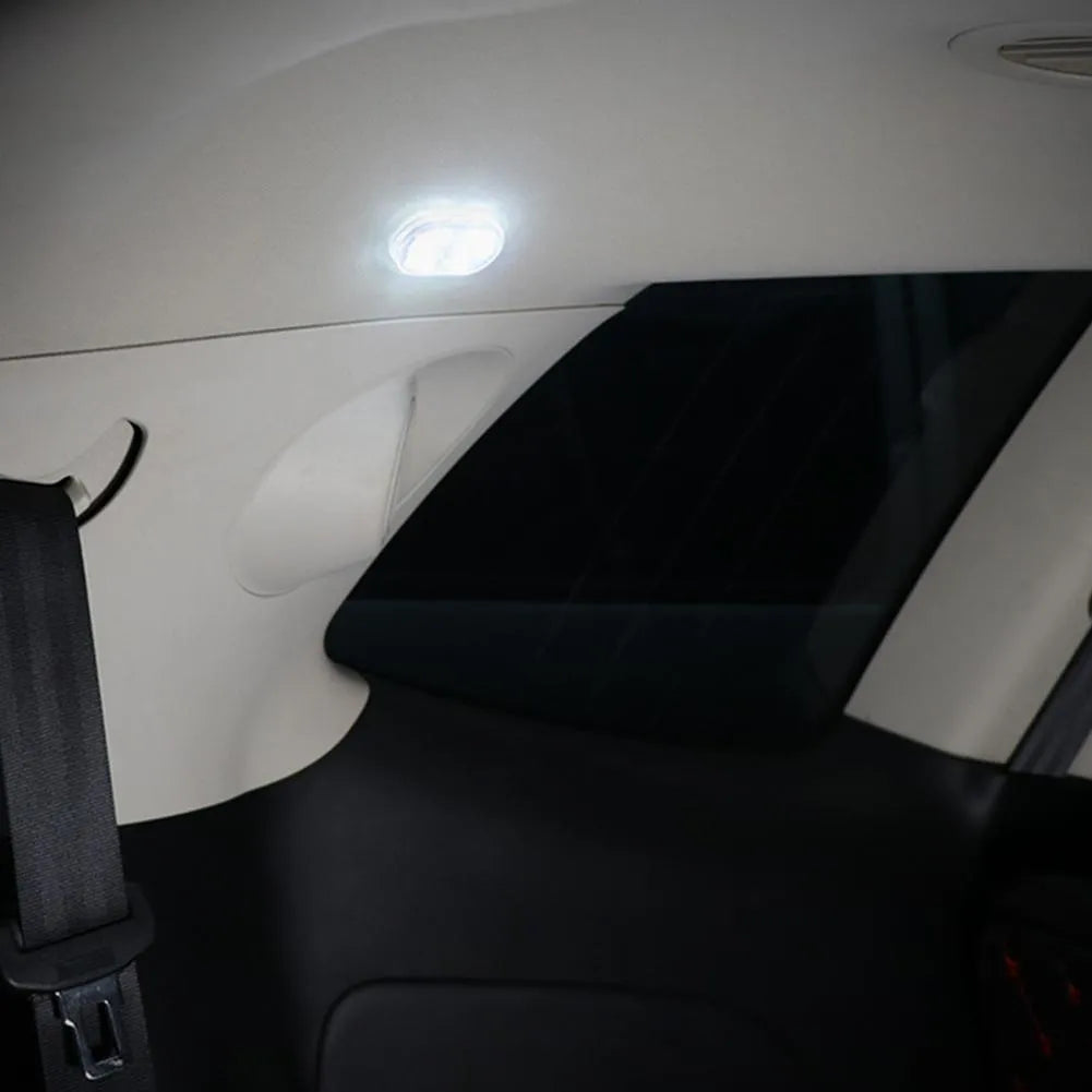 Touch-sensitive USB car atmosphere lamp with six highlight LED beads, ice blue blue white pink options, and Velcro mount