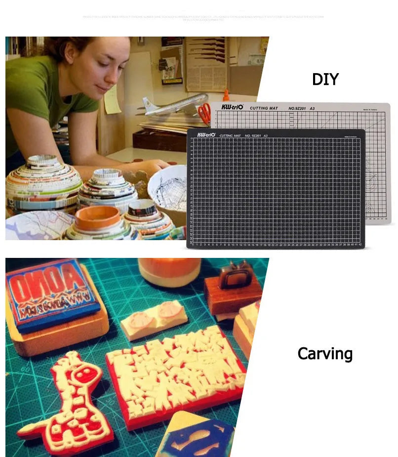 A3 double-sided self-healing cutting mat with centimetre grid lines in green, 450x300mm