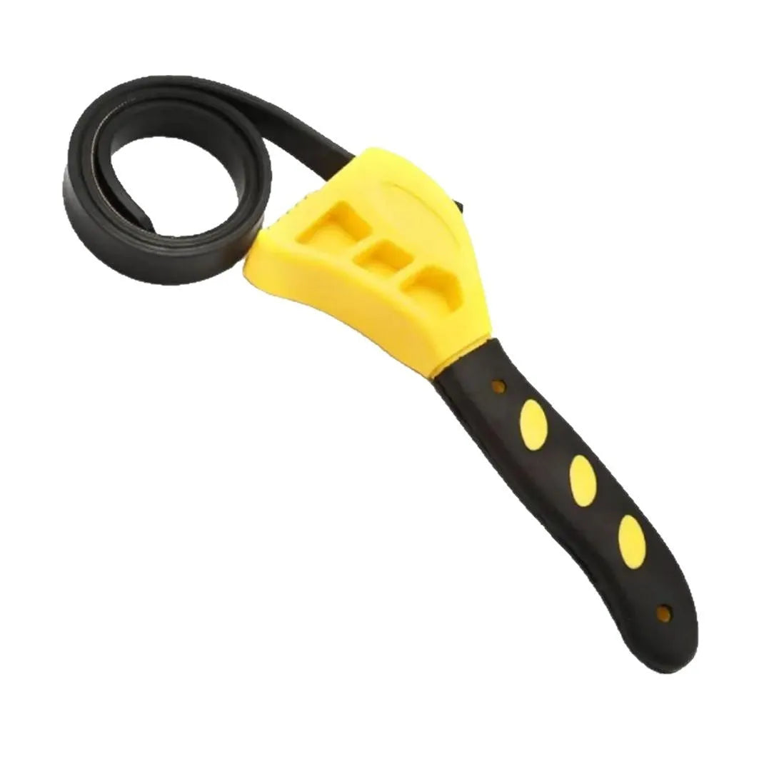 A plastic rubber strap wrench set showing 6-inch and 8-inch sizes with a phosphated metal handle.