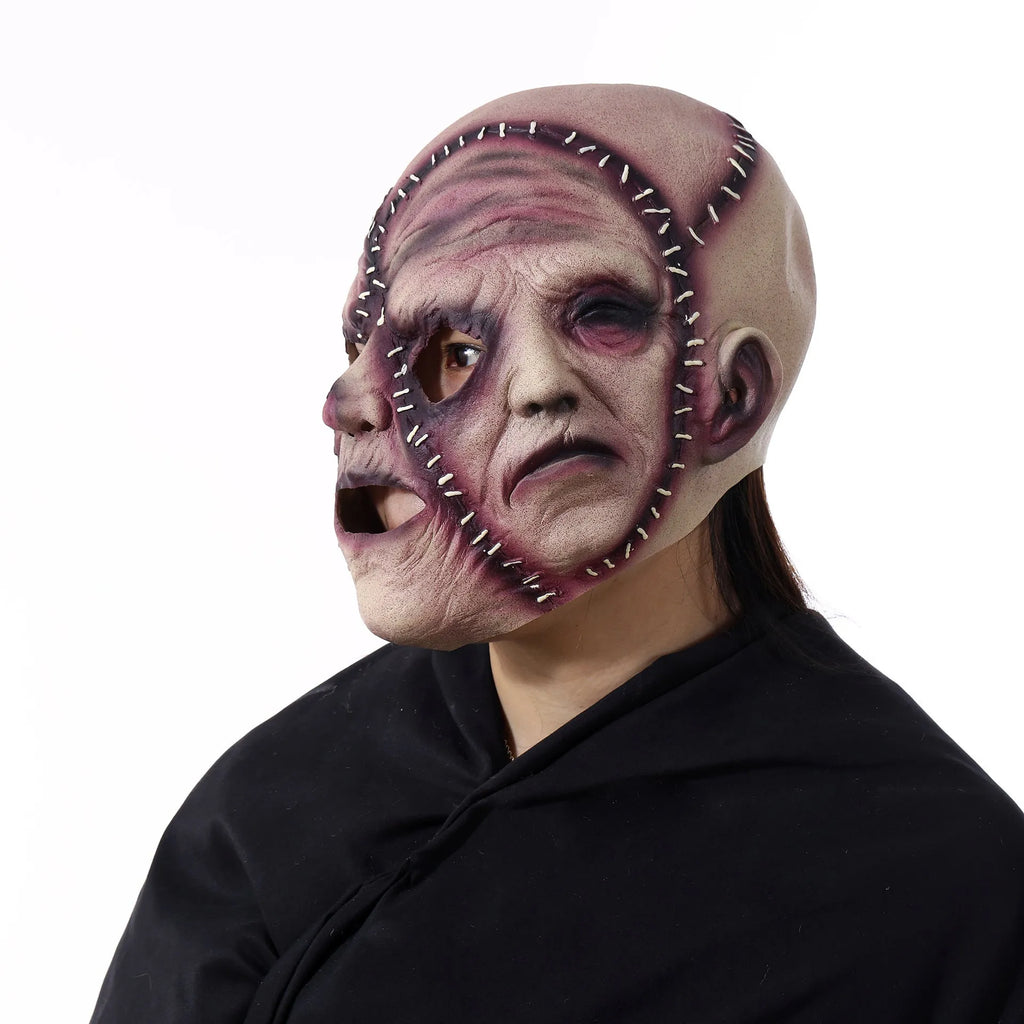 Three-sided Grimace horror mask in latex plastic for Halloween cosplay and parties