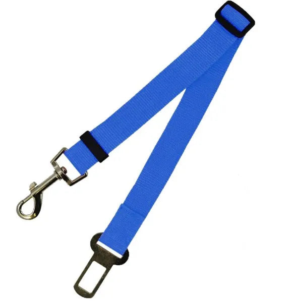 Fixed strap polyester dog seat belt in army green with metal clip and adjustable nylon strap for car safety