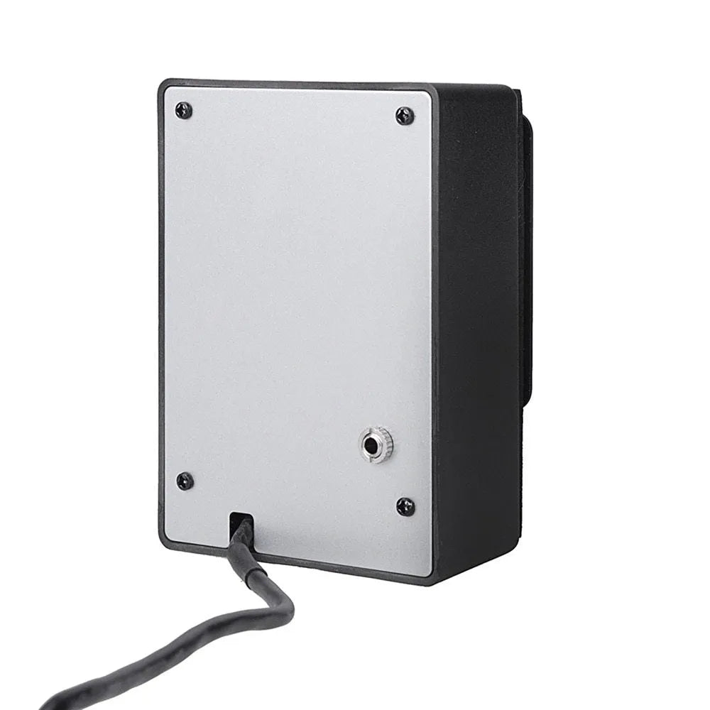 Black Cherub GT-6 acoustic guitar EQ pickup control unit with knobs for tone, volume, and effects.