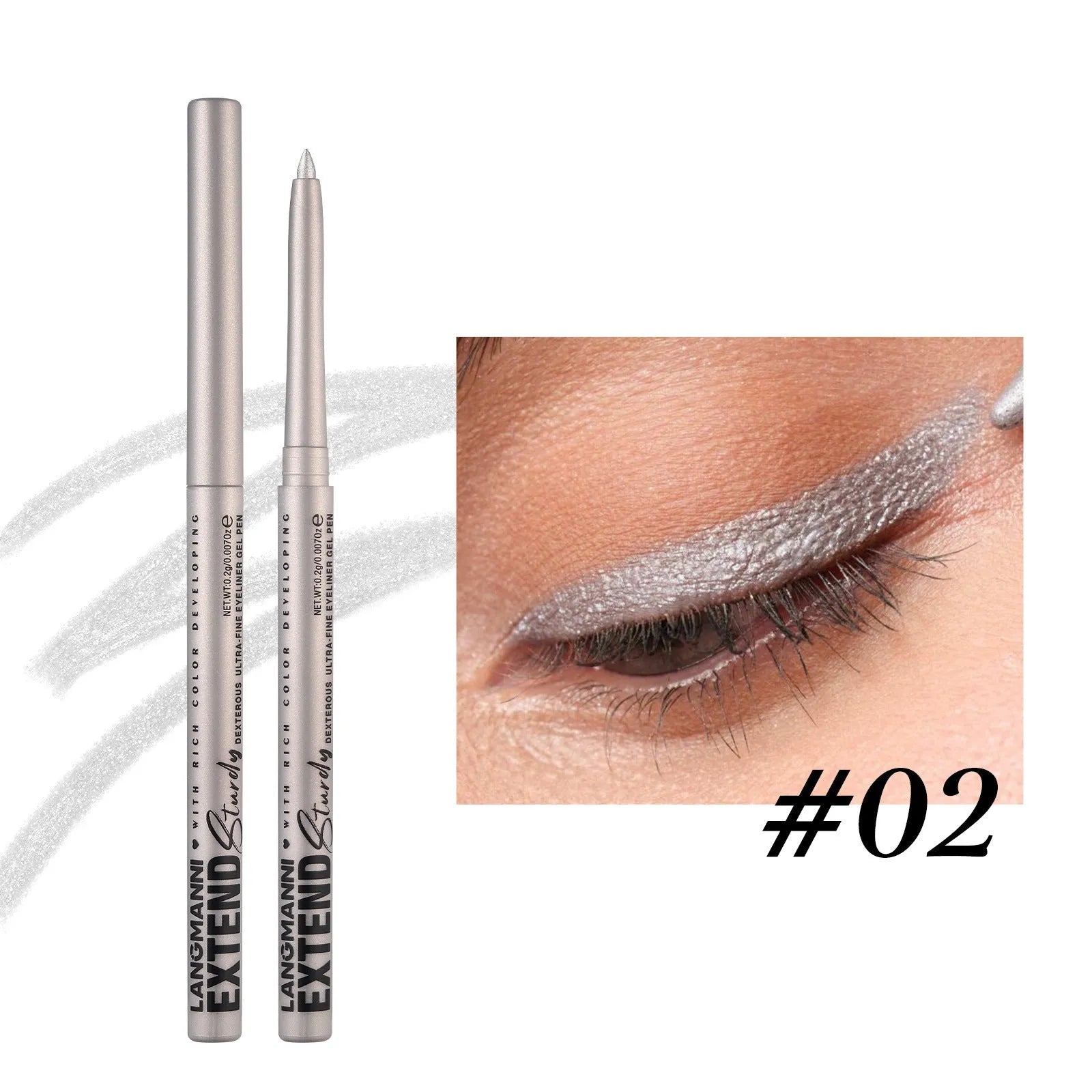 Set of 12 colourful gel glitter eyeliner pencils with vibrant shades on a white background