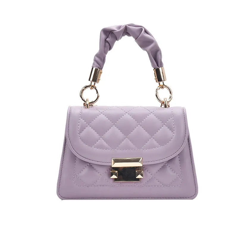 Korean-style women's rhombus square crossbody bag in soft PU leather with fixed strap
