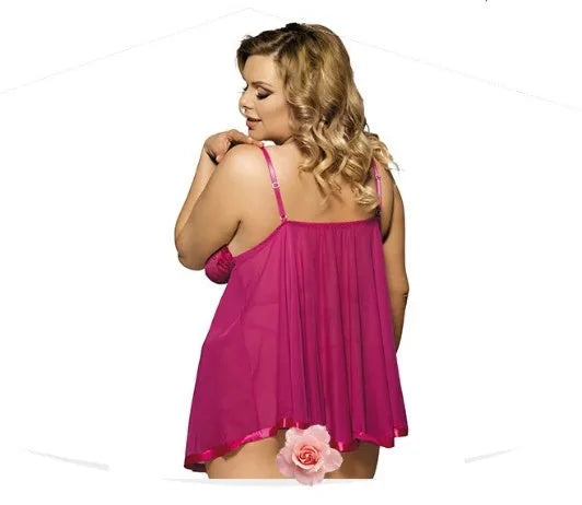 Women sexy lingerie mesh lace sling sleepdress in purple colour, plus size 6XL, polyester fabric