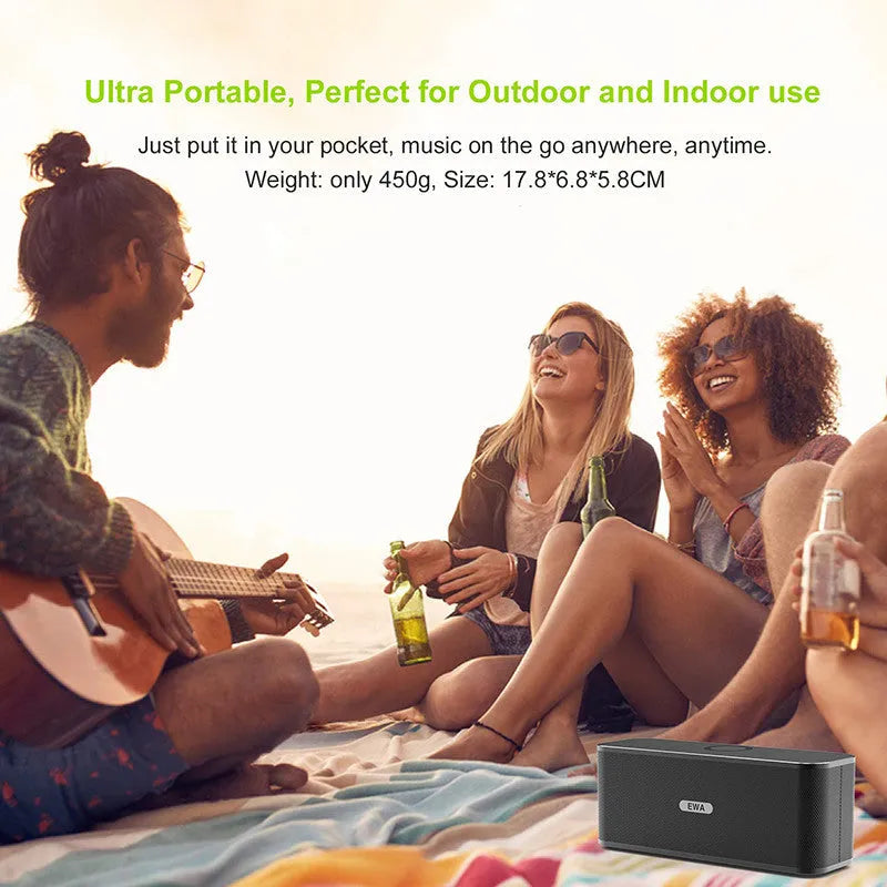 Gold Ewa Sound for Love W1 Bluetooth speaker with metal connection points and double speaker grille