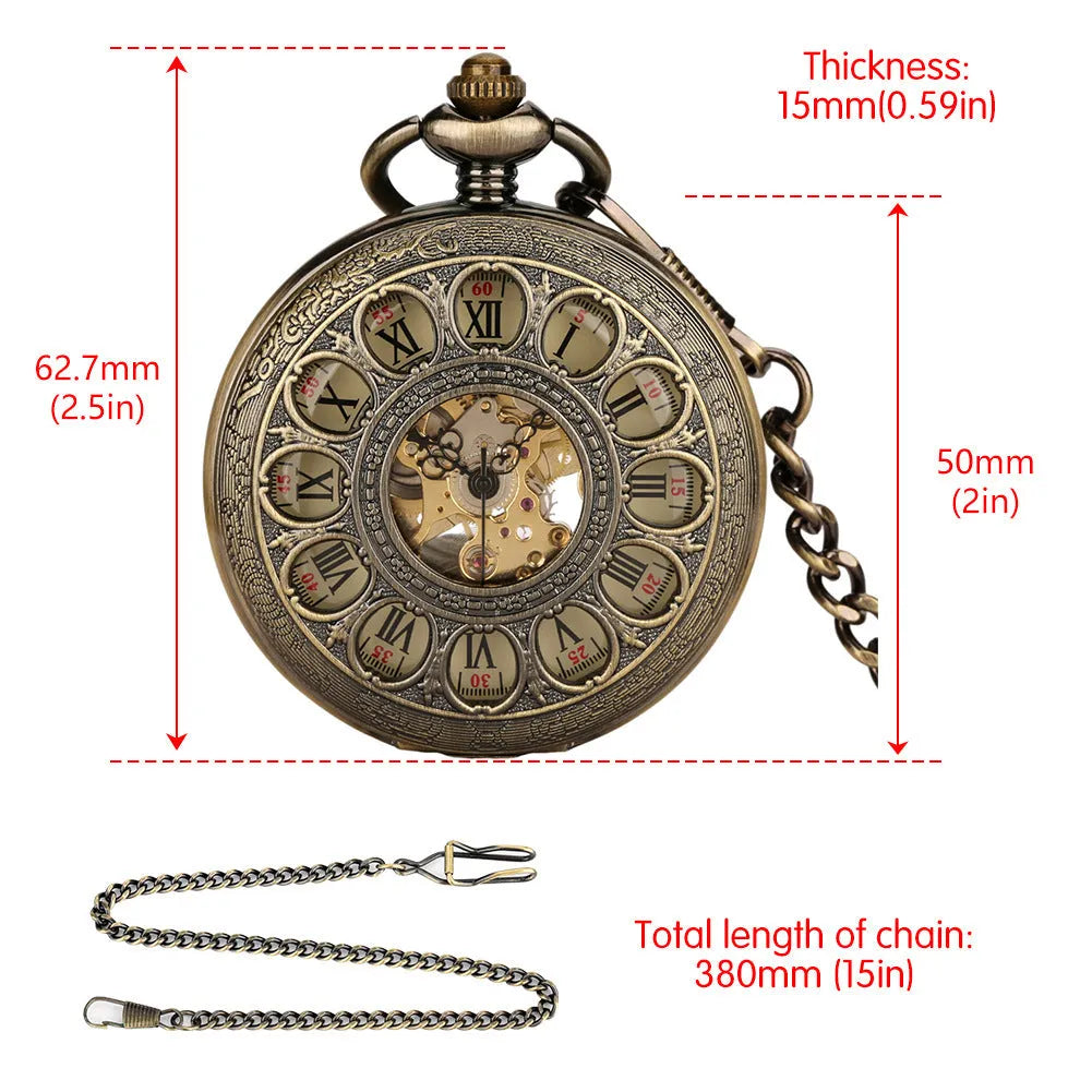 Antique blue hollow pumpkin ball flip mechanical pocket watch, 15mm stainless steel, open flip case