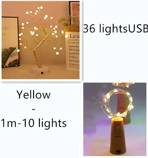 Flexible copper wire LED string lights with bottle stopper for wine bottle decorations