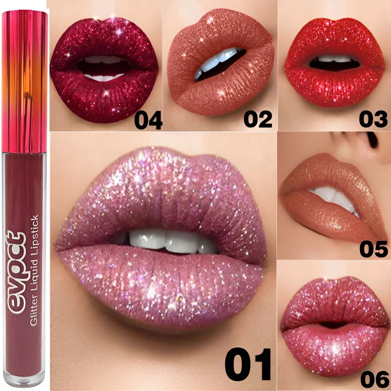 Flash Diamond metallic lip gloss lipstick with multivitamins, six colour options available