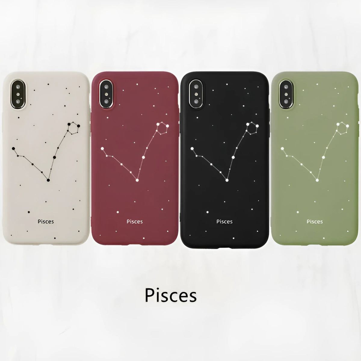 Silicone phone case for iPhone 11 with a simple constellation design, shown in black colour option