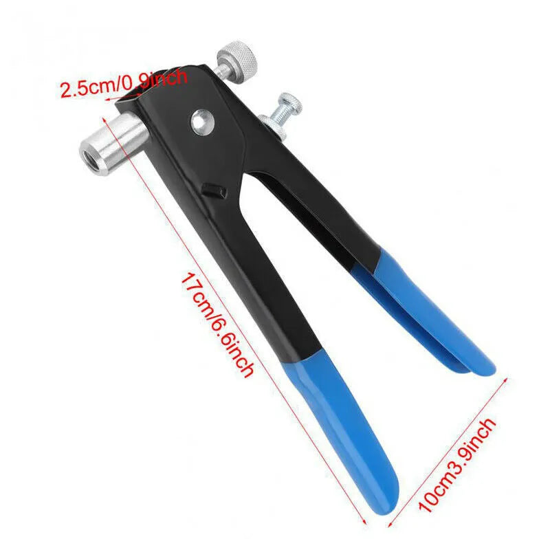 Alloy steel manual rivet nut tool with interchangeable mandrels for M3 M4 M5 M6 M8 threads.