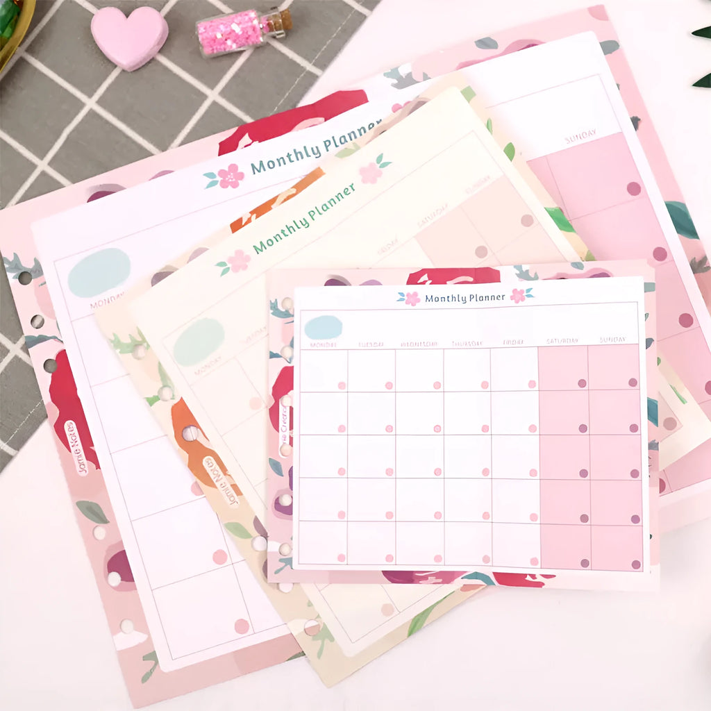 Handbook loose-leaf refill pages with floral and symphony designs for A5 A6 A7 planner organisation