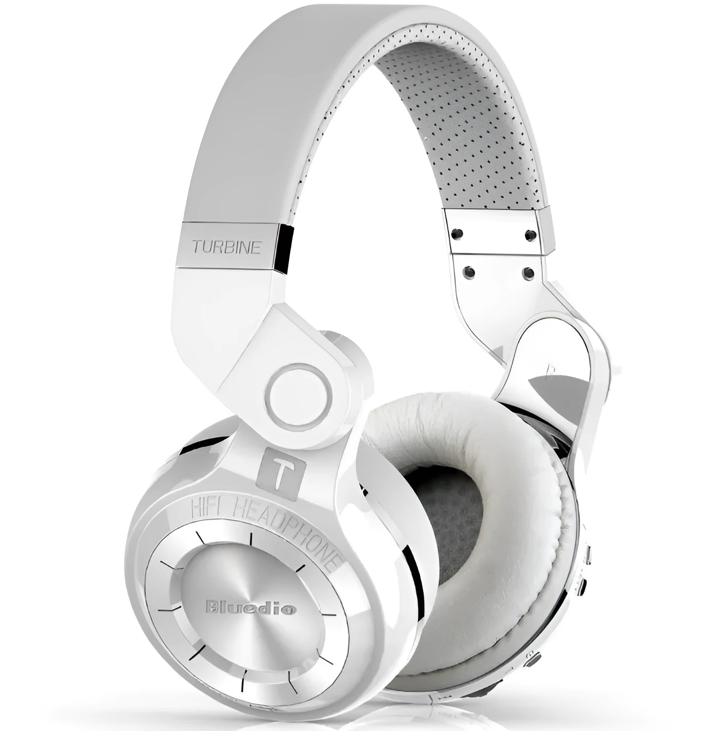 Blue String T2 black and white Bluetooth headphones with metal folding mechanism and large 57mm drivers
