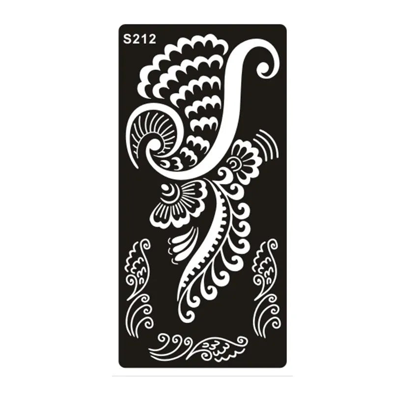 Sheet of hollow geometric pattern temporary tattoo stickers in various colours on water transfer paper.