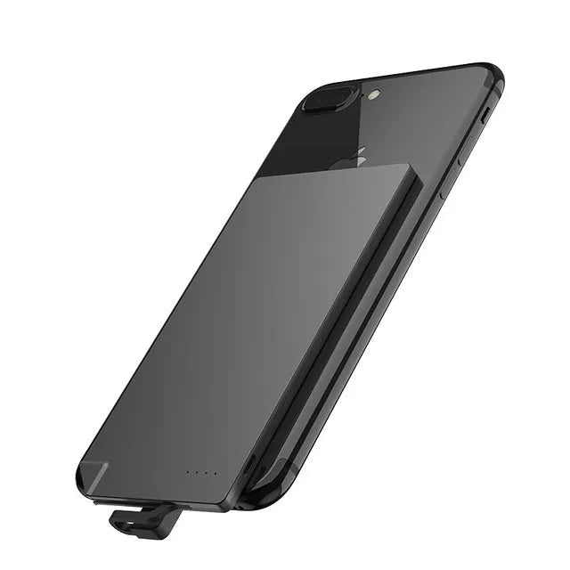 Ultra-slim silver graphene battery power bank 4000mAh on surface with cables