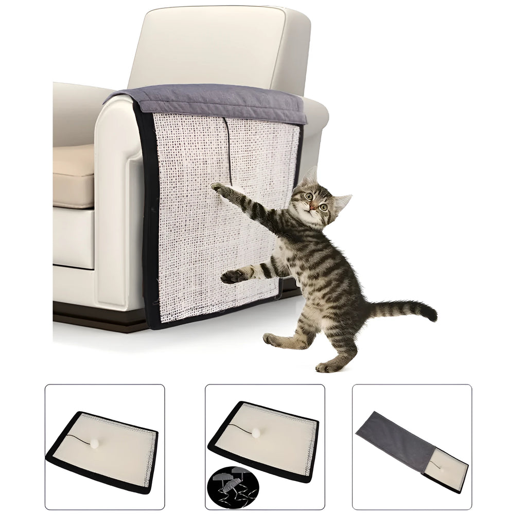 Cat Scratch Board Sisal Pad Table Sofa Protection Mat Furniture Protector with Sword Sisal and Corn Fibre for Nail Trimming and Scratching Instinct Beige 40x29cm Regular or Nailed or Handrail Style