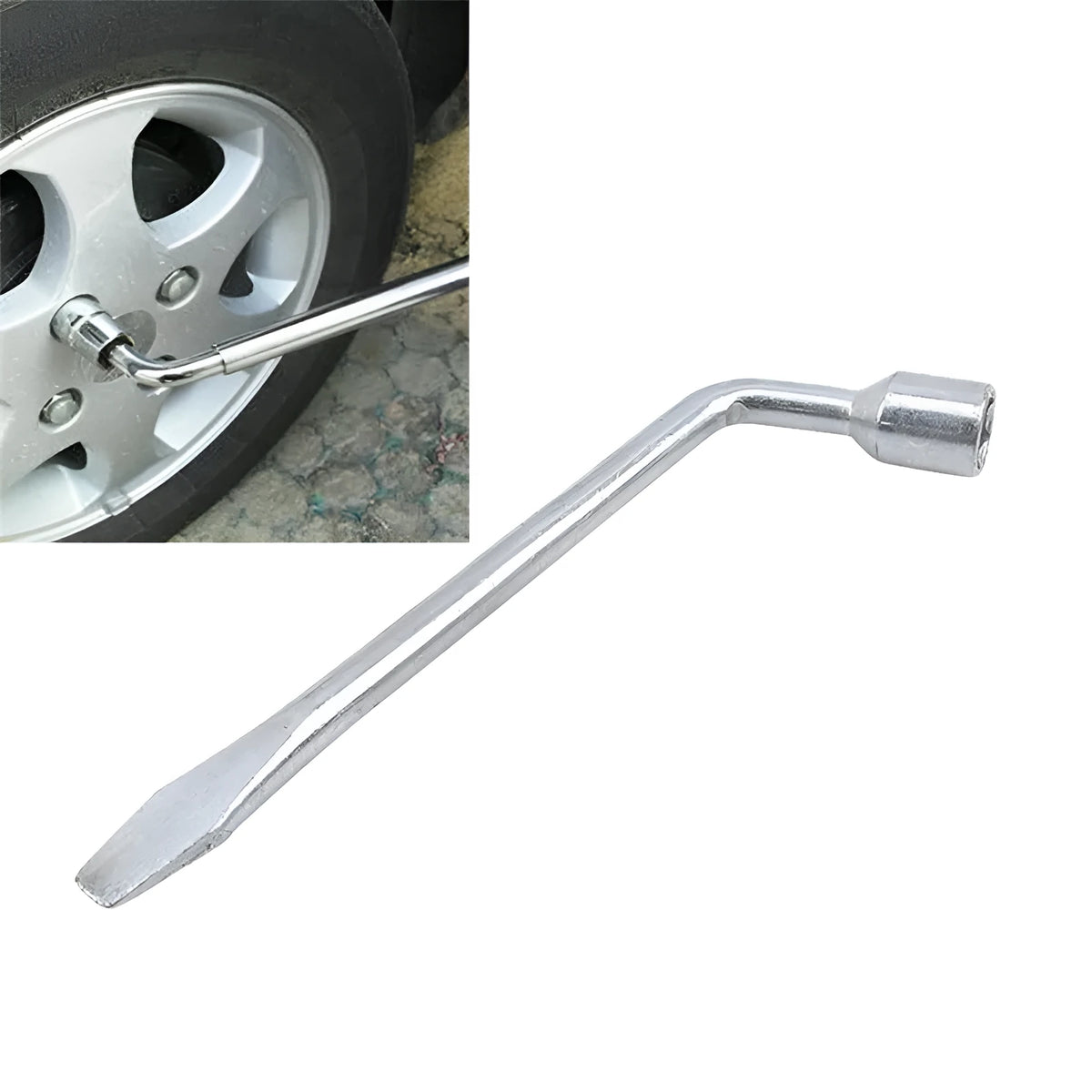 L-shaped metric wrench in complex vanadium steel with chrome plating, shown in sizes 17mm to 24mm