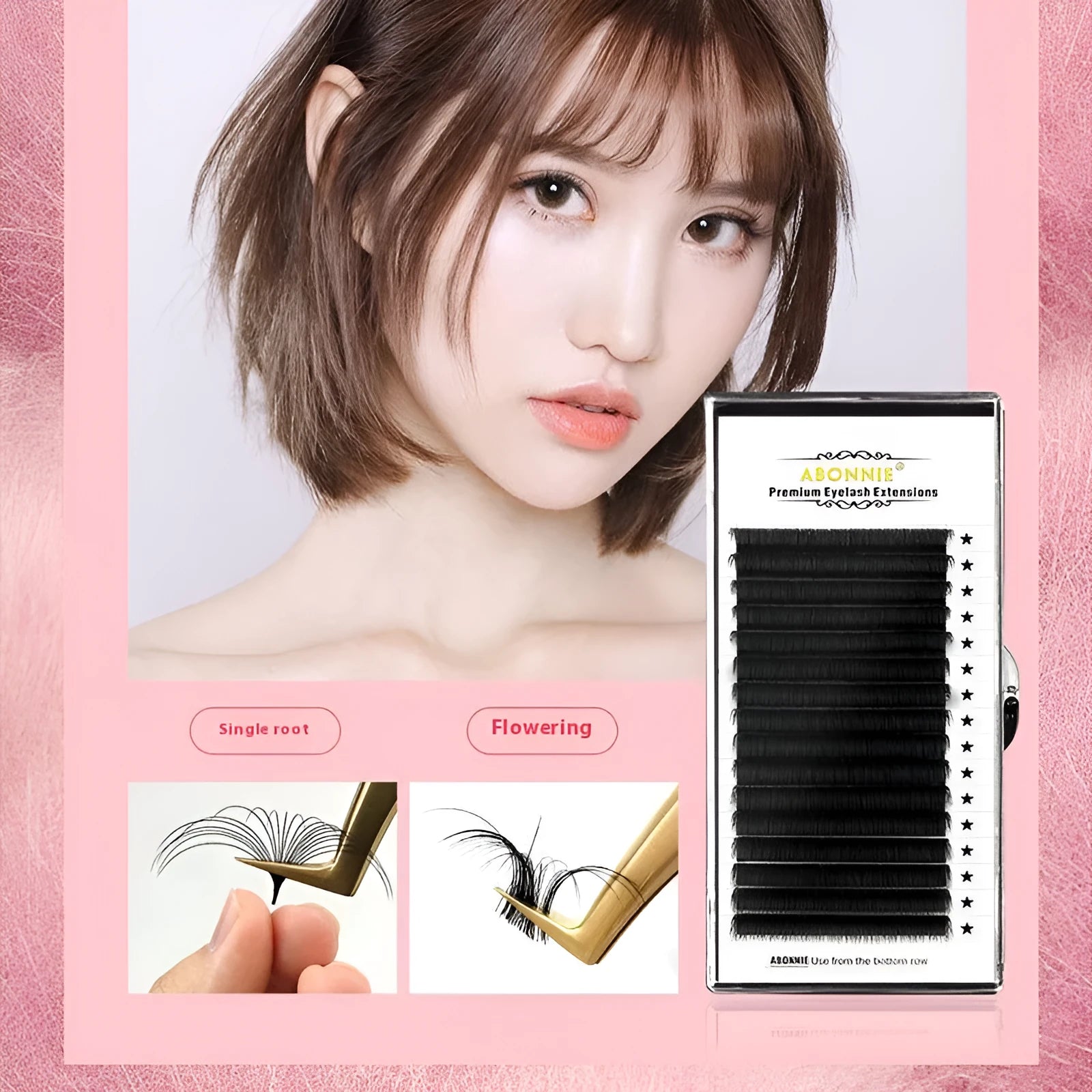 Mink hair false eyelashes showing 16-row dense matte construction in lengths from 8mm to 18mm