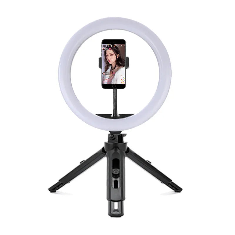 10-inch ring selfie beautifying light mounted on a 19cm metal stand bracket.