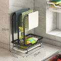 White foldable plastic kitchen draining storage rack shown in a new Chinese style design.
