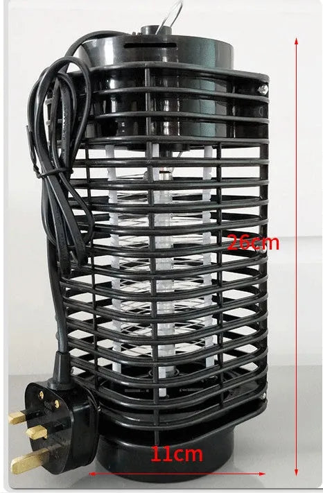 Black Hanging King Kong electric mosquito killer lamp with a metal grid and choice of international power plugs.