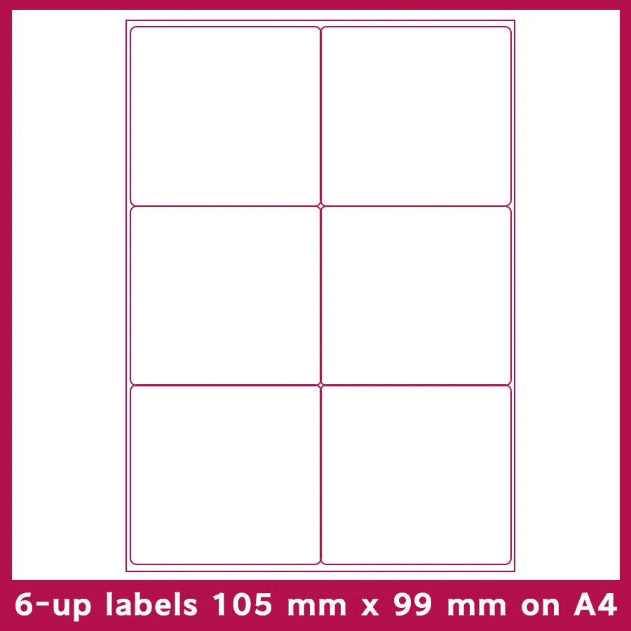 A4 FBA barcode label paper sheets showing ten different grid configurations for inventory labelling
