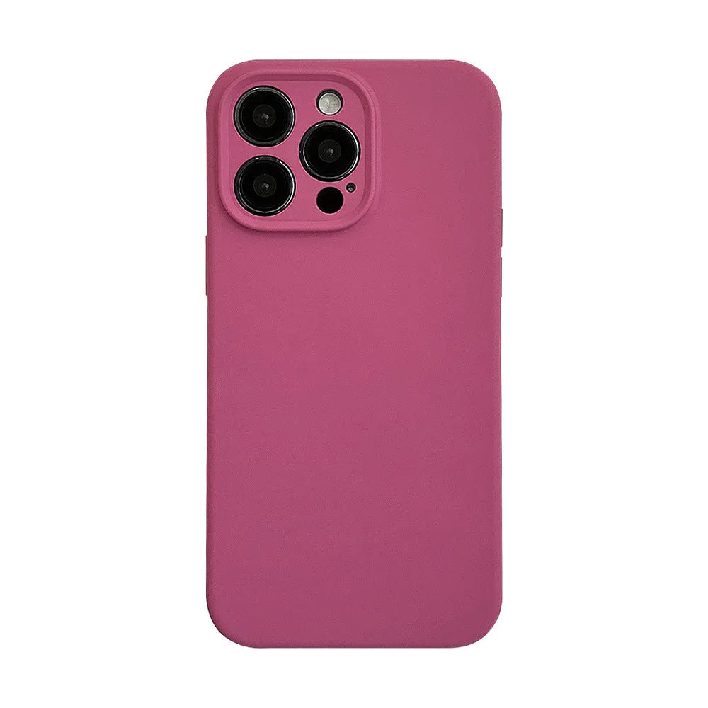 Liquid silicone iPhone case in solid colour with fall protection, compatible with iPhone 12 to 16 Pro Max