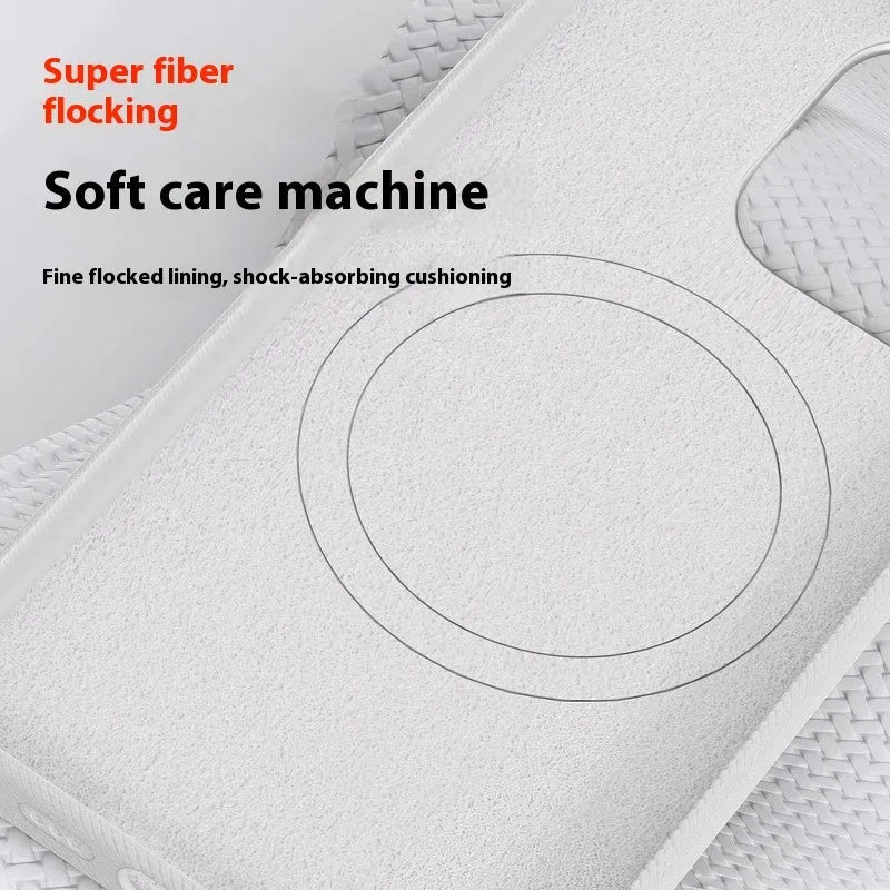 Magnetic flannel iPhone case in silver gray with frosted finish, shockproof and anti-fingerprint design