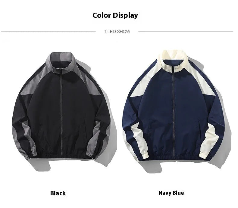 Men's casual jacket with contrast stitching design in black colour showing side seam pockets and loose fit