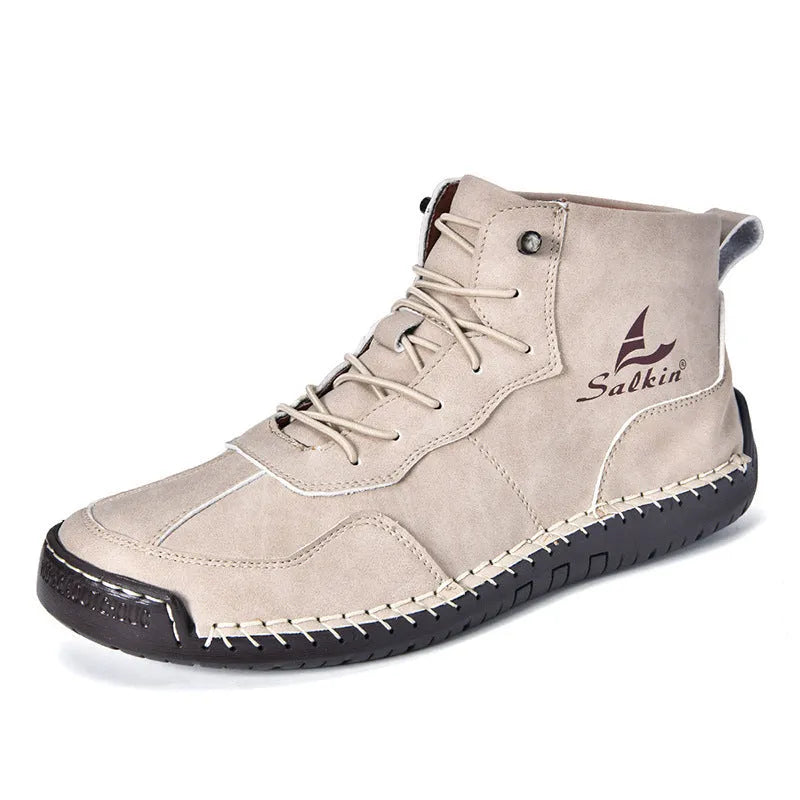 Retro high-top casual boots in multiple colours with flat rubber soles and elastic band sides