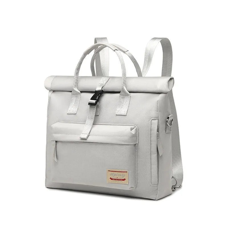 Shockproof anti-drop laptop sleeve case in waterproof nylon, shown in beige grey colour, suitable for 13 to 15.6 inch laptops.