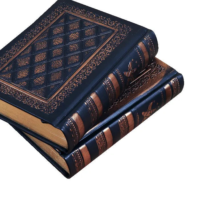 Embossed faux leather notebook in super thick design showing bronze and black gold colour options
