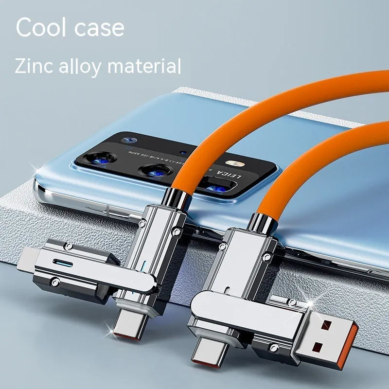 Orange fast charge cable 1m with zinc alloy connector for mobile phones
