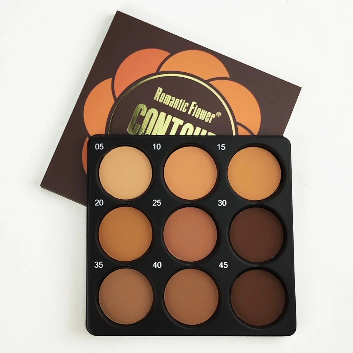 Dark matte makeup palette with 9 waterproof colours in repair disk format