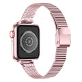 Stainless steel Apple Watch strap with double insurance buckle and one bead, available in four colours and two sizes.