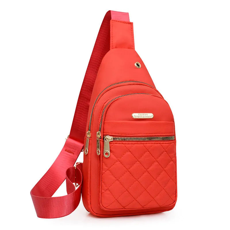 Oxford cloth crossbody sports chest bag with plaid pattern in multiple colour options