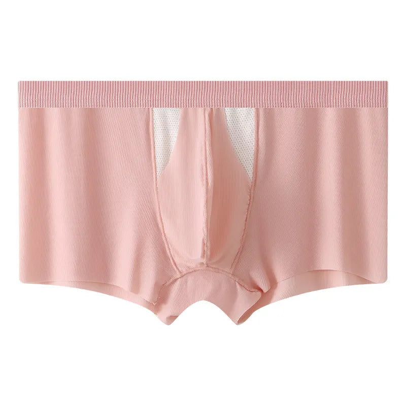 Ice silk underwear shorts with double-layer hole bag design for dry and wet separation