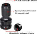 Telescopic scaling bit holder tool with 1/2" to 1/4" function and adjustable sleeve
