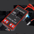 Black automotive power converter transforming 12V/24V vehicle power to 220V AC with 4 USB charging ports