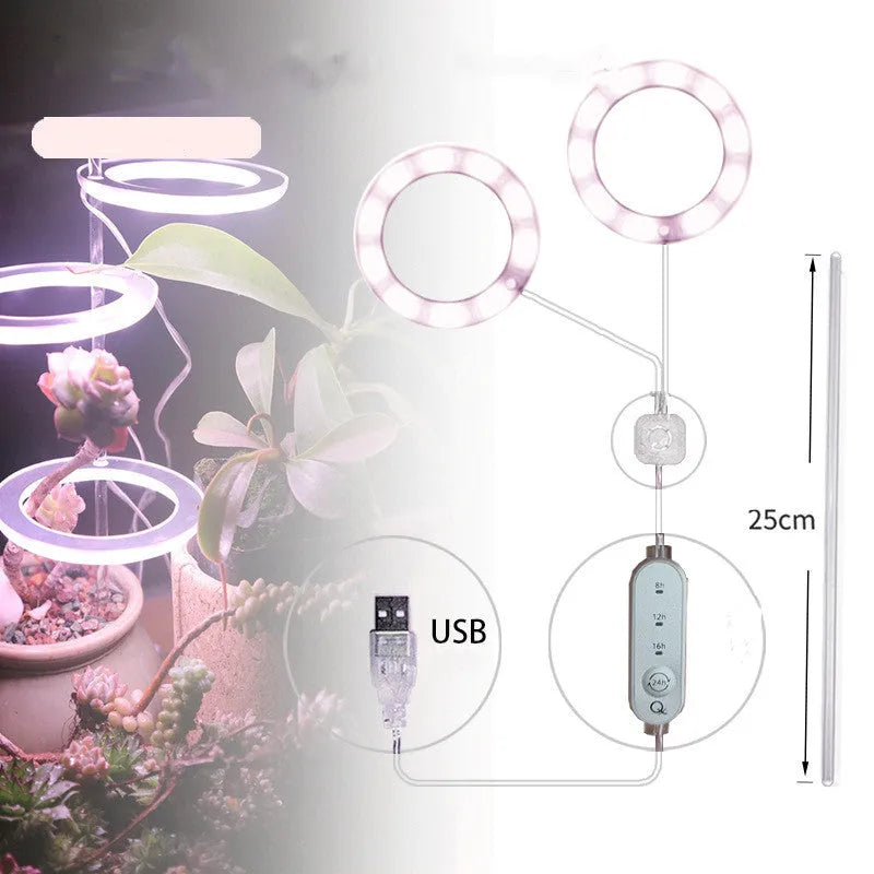 USB LED plant grow light with transparent PC and aluminium housing on a 25cm acrylic stick.