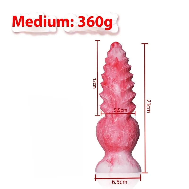 Pink platinum silicone women's masturbation device with shaped penis design, Berserker S and M size options