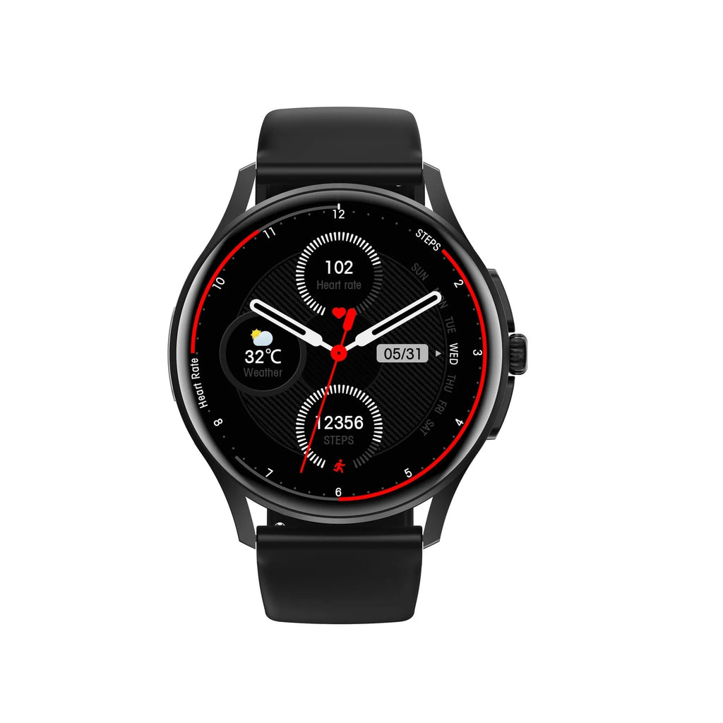 Non-invasive blood glucose detection smart watch with heart rate and blood pressure monitoring, IPS screen, black colour, on wrist