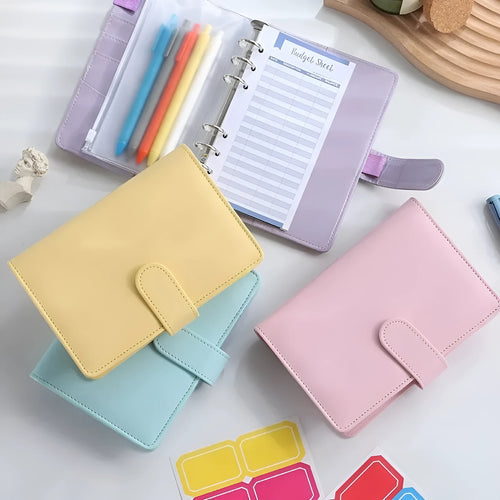 A5 PU leather loose-leaf notebook shell with zipper in solid colour options