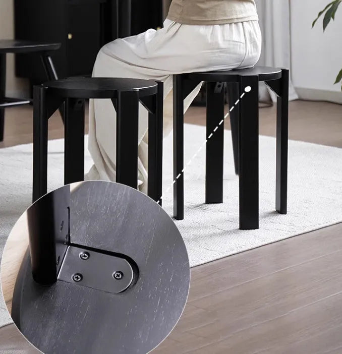 Stackable iron dining stool with round seat in modern simplicity style