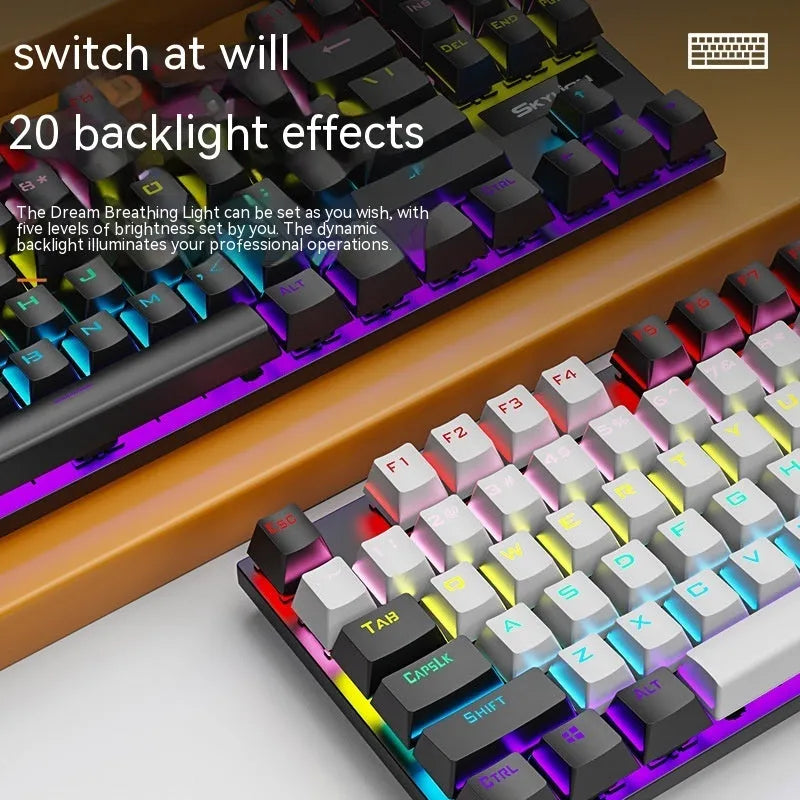 K87 mechanical wired keyboard with metal frame showing choice of green or red switch options