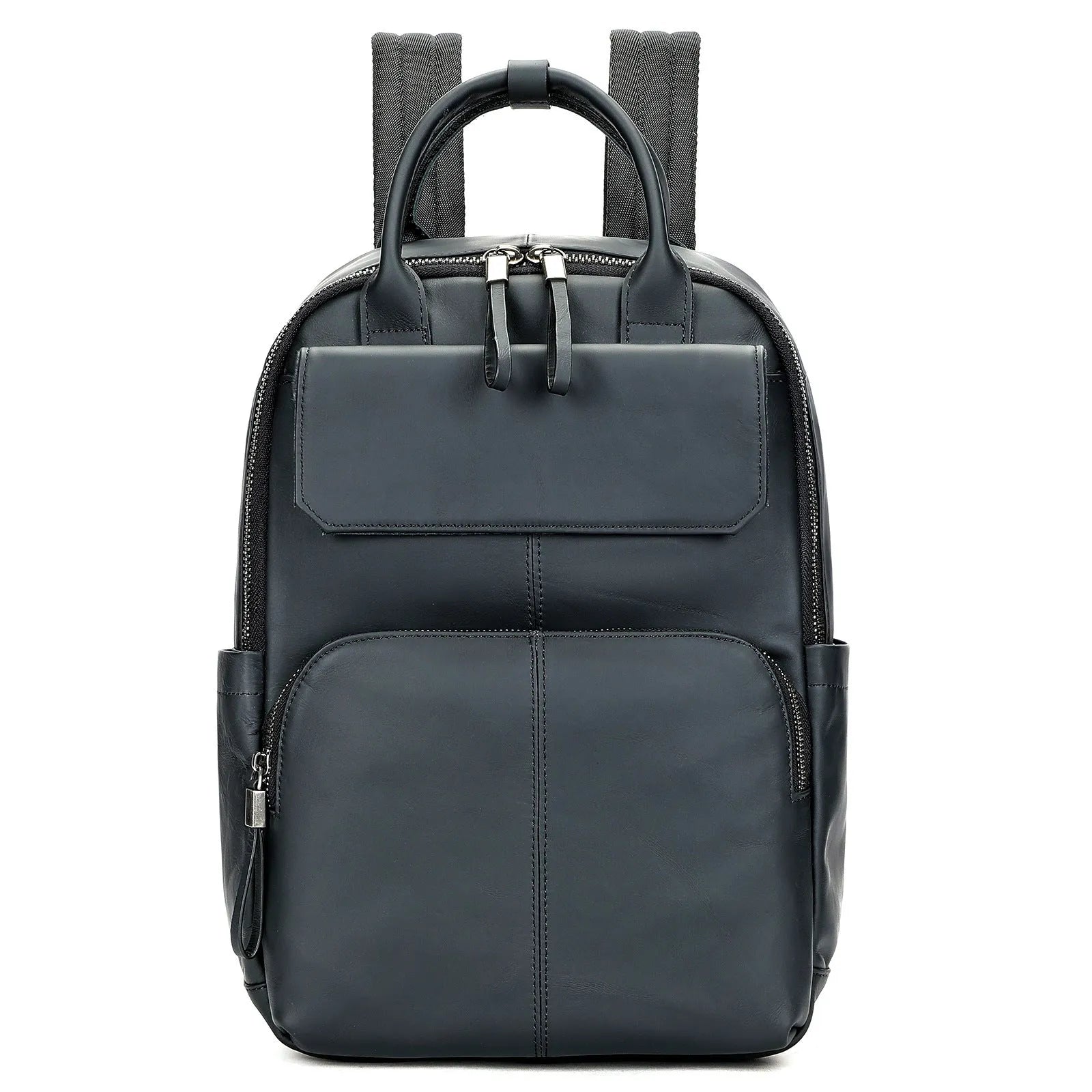 Genuine leather retro backpack in brown with visible sewing thread, waterproof and wear-resistant for daily use