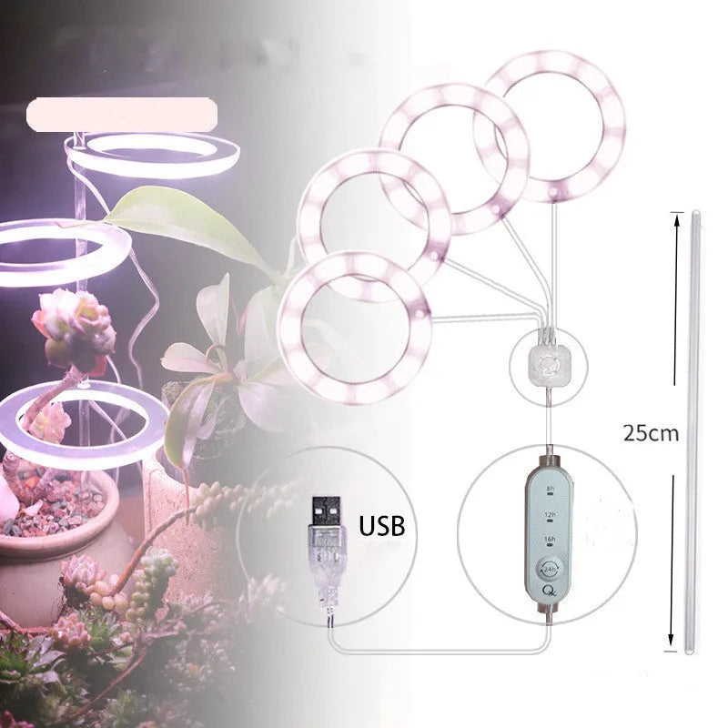 USB LED plant grow light with transparent PC and aluminium housing on a 25cm acrylic stick.