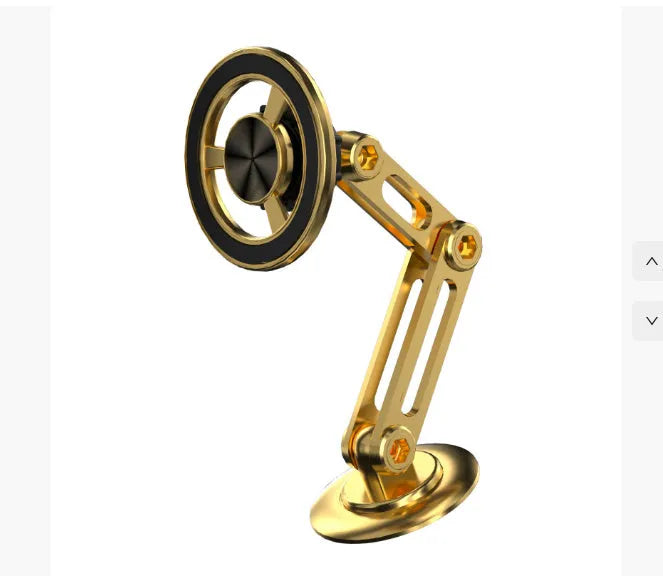 All-metal magnetic car phone holder in four metallic colours with magnetic rings and adhesive pads