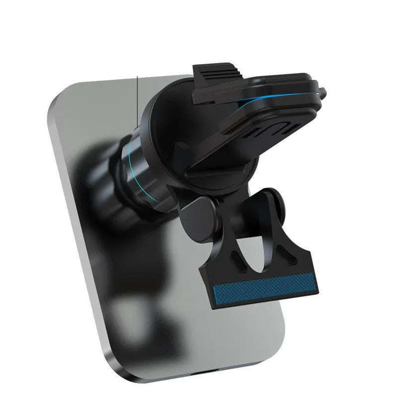 Black magnetic car wireless charger with air vent mount, N52 magnet, Type-C port, 15W output, aluminium alloy and ABS body