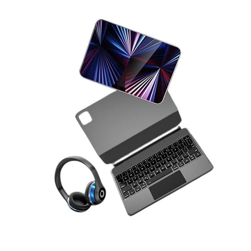 Wireless Bluetooth keyboard with magnetic iPad protective cover in black white pink purple blue colours